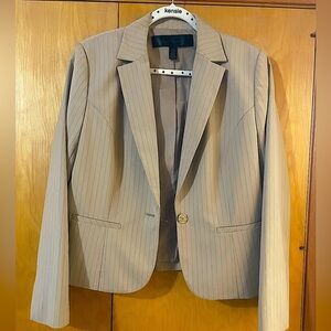 Apostrophe Luxury is a State of Mind (Size 12) Beige Pinstripe Women’s Blazer